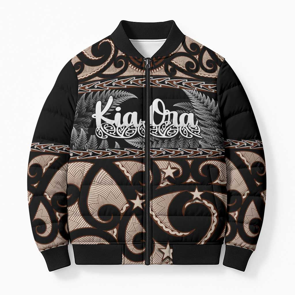 Kia Ora New Zealand Bomber Puffer Jacket Aotearoa Proud Maori Silver Fern - Aussie Hoodie
