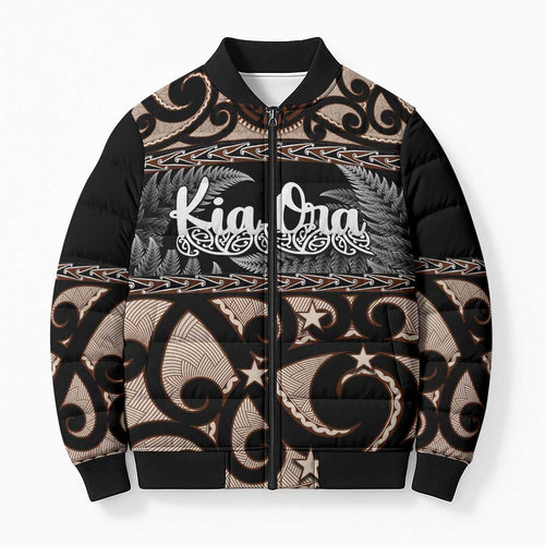 Kia Ora New Zealand Bomber Puffer Jacket Aotearoa Proud Maori Silver Fern - Aussie Hoodie