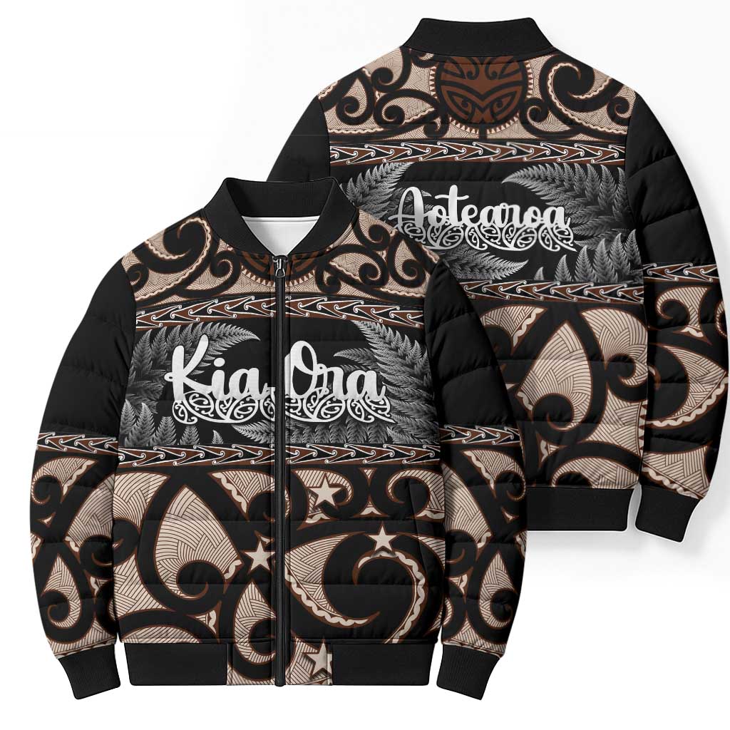 Kia Ora New Zealand Bomber Puffer Jacket Aotearoa Proud Maori Silver Fern - Aussie Hoodie