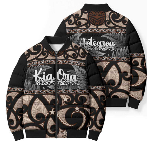 Kia Ora New Zealand Bomber Puffer Jacket Aotearoa Proud Maori Silver Fern - Aussie Hoodie