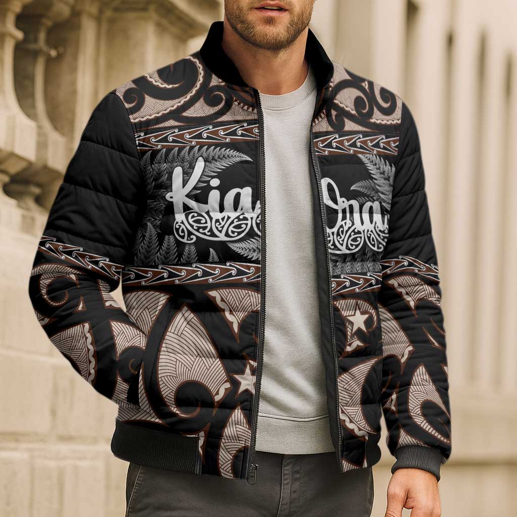 Kia Ora New Zealand Bomber Puffer Jacket Aotearoa Proud Maori Silver Fern - Aussie Hoodie