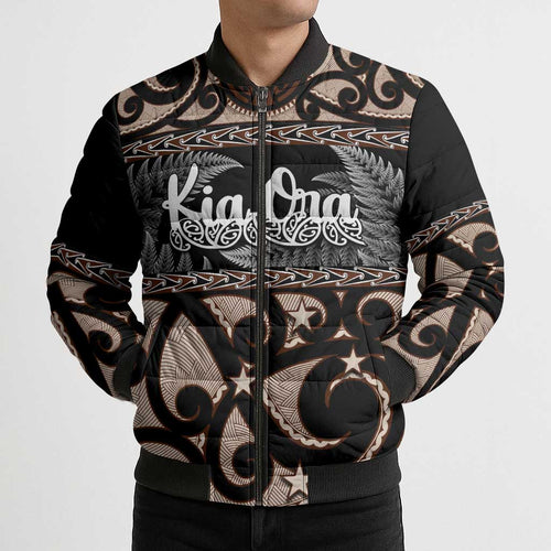 Kia Ora New Zealand Bomber Puffer Jacket Aotearoa Proud Maori Silver Fern - Aussie Hoodie