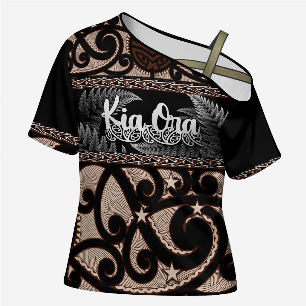 Kia Ora New Zealand Cross Shoulder Shirt Aotearoa Proud Maori Silver Fern - Aussie Hoodie