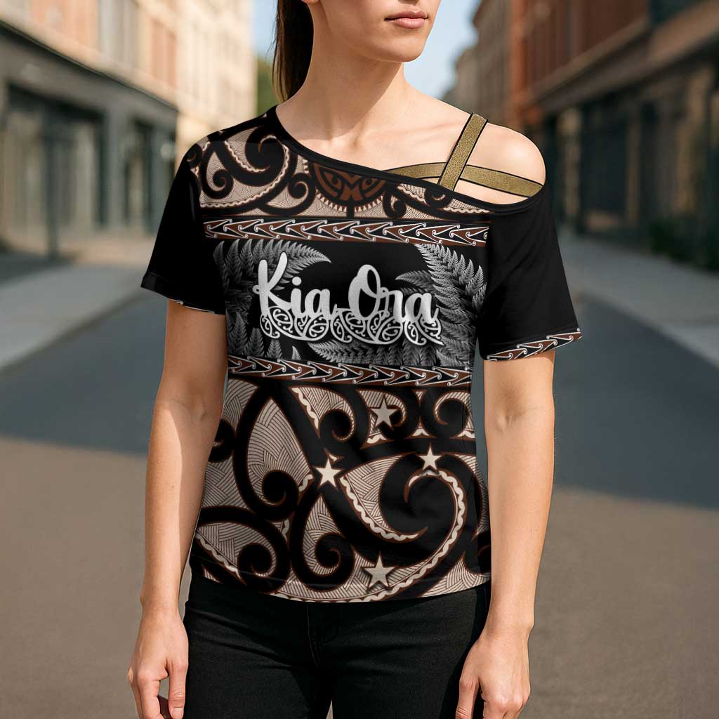 Kia Ora New Zealand Cross Shoulder Shirt Aotearoa Proud Maori Silver Fern - Aussie Hoodie