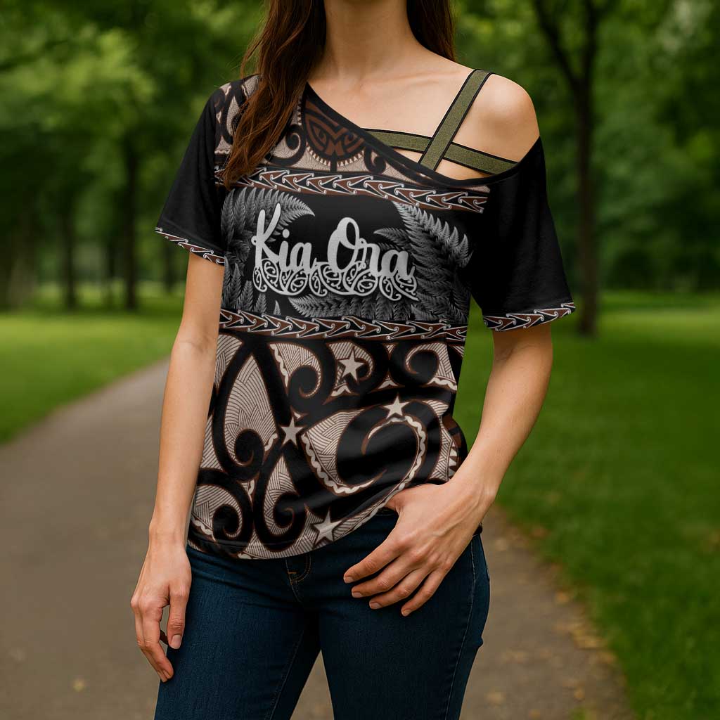 Kia Ora New Zealand Cross Shoulder Shirt Aotearoa Proud Maori Silver Fern - Aussie Hoodie