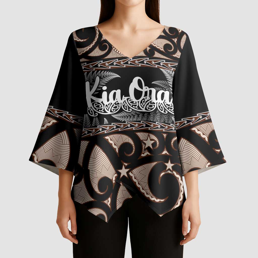 Kia Ora New Zealand Kimono Sleeve Blouse Aotearoa Proud Maori Silver Fern - Aussie Hoodie