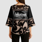 Kia Ora New Zealand Kimono Sleeve Blouse Aotearoa Proud Maori Silver Fern - Aussie Hoodie