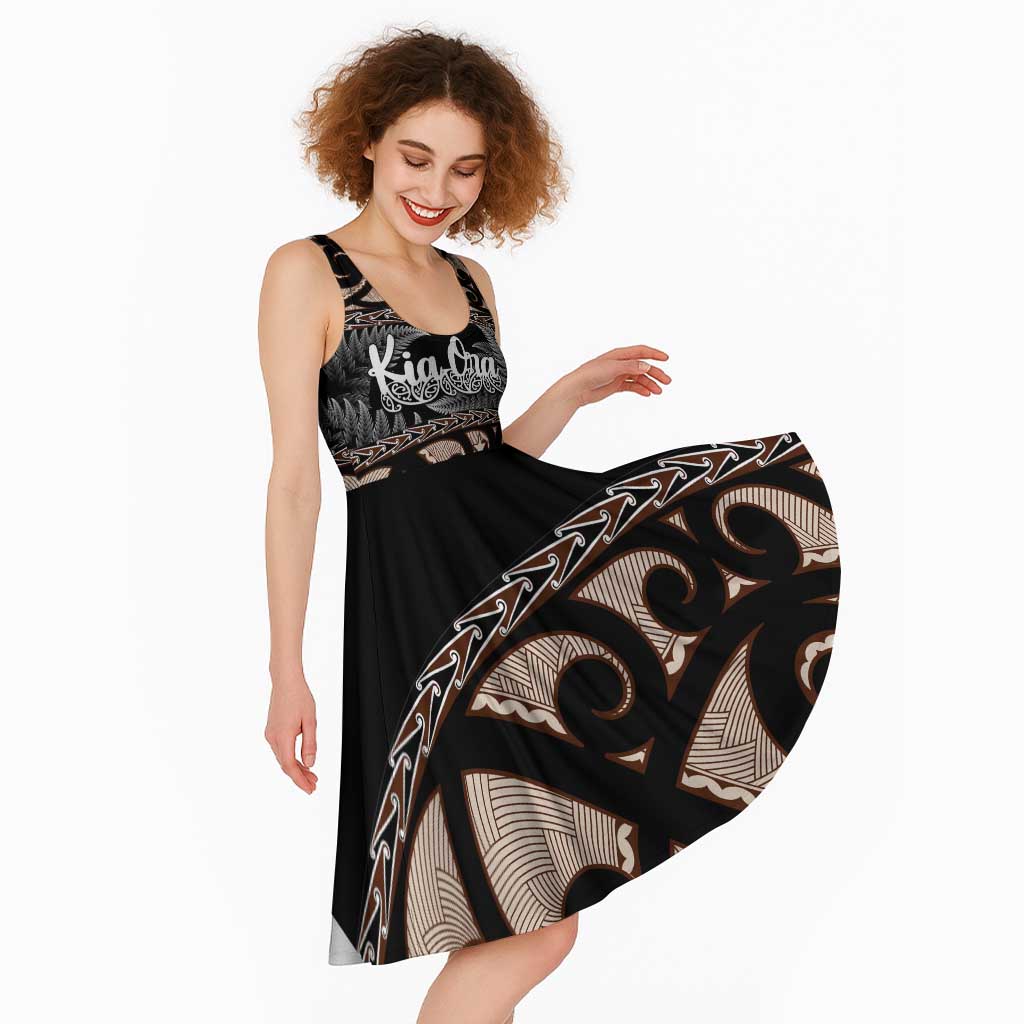Kia Ora New Zealand Midi Dress Aotearoa Proud Maori Silver Fern - Aussie Hoodie
