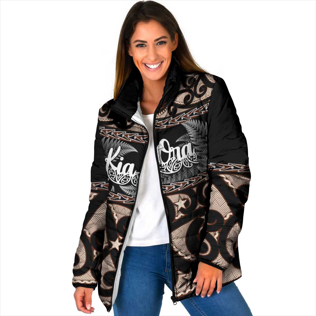 Kia Ora New Zealand Padded Jacket Aotearoa Proud Maori Silver Fern - Aussie Hoodie