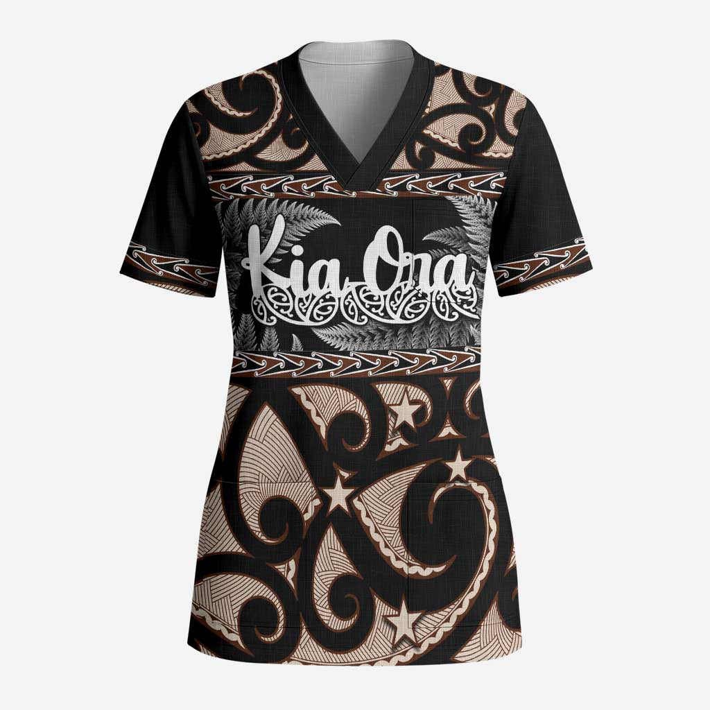 Kia Ora New Zealand Scrub Top Aotearoa Proud Maori Silver Fern - Aussie Hoodie
