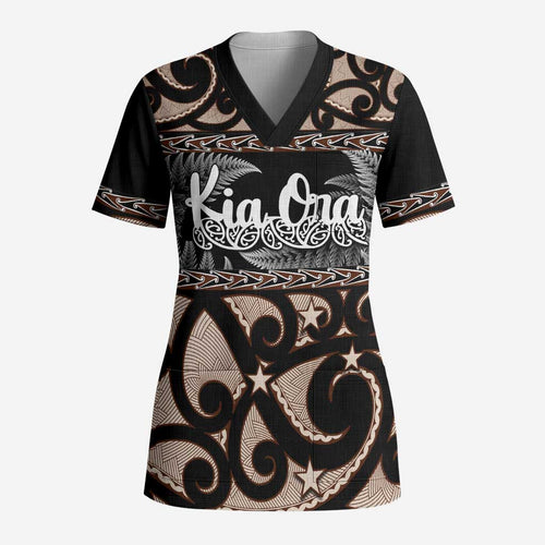 Kia Ora New Zealand Scrub Top Aotearoa Proud Maori Silver Fern - Aussie Hoodie