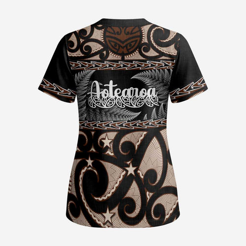 Kia Ora New Zealand Scrub Top Aotearoa Proud Maori Silver Fern - Aussie Hoodie