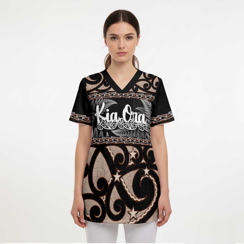 Kia Ora New Zealand Scrub Top Aotearoa Proud Maori Silver Fern - Aussie Hoodie