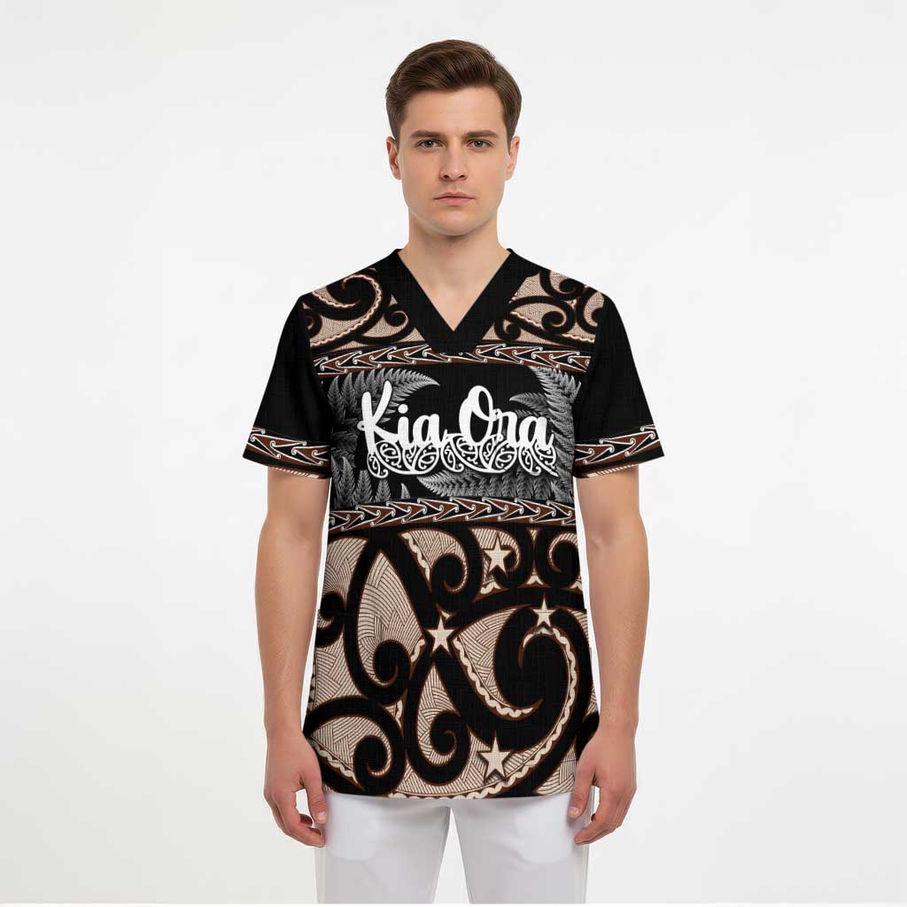 Kia Ora New Zealand Scrub Top Aotearoa Proud Maori Silver Fern - Aussie Hoodie