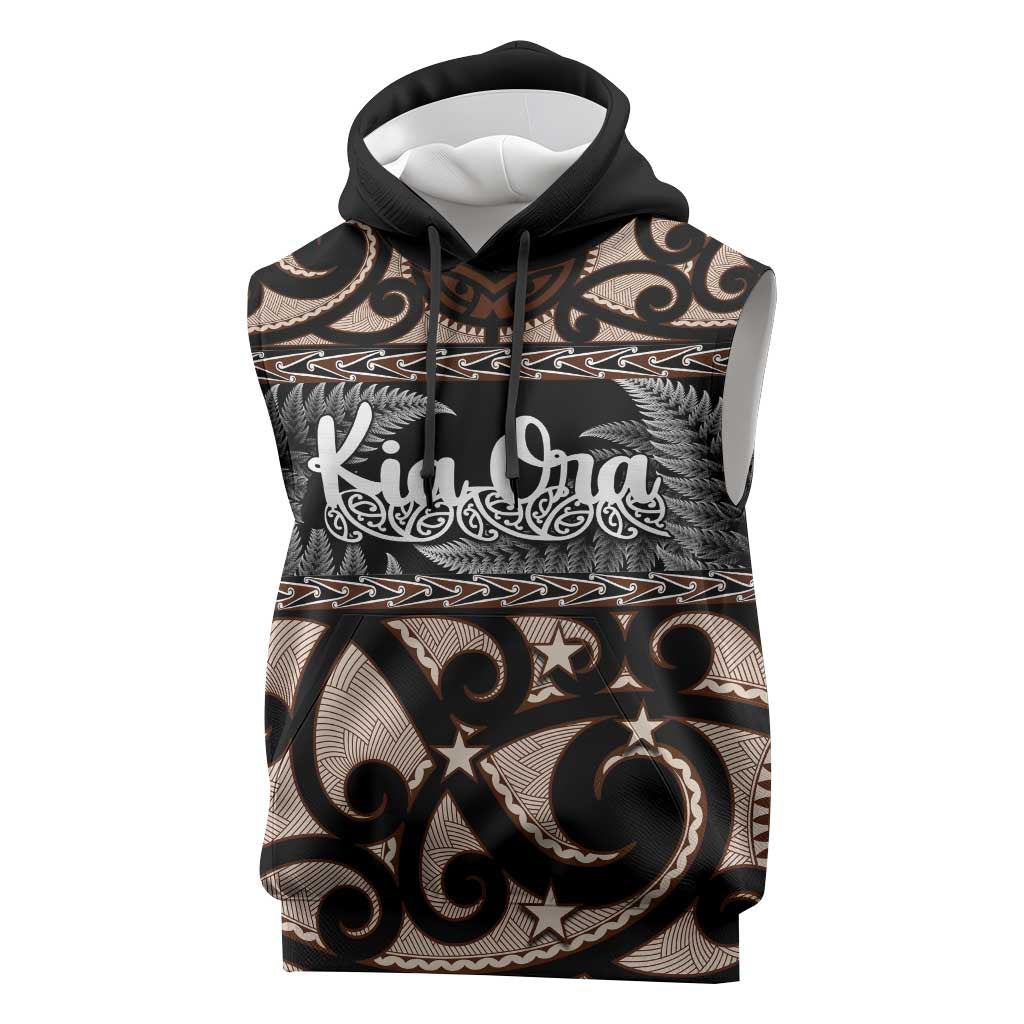 Kia Ora New Zealand Sleeveless Hoodie Aotearoa Proud Maori Silver Fern - Aussie Hoodie