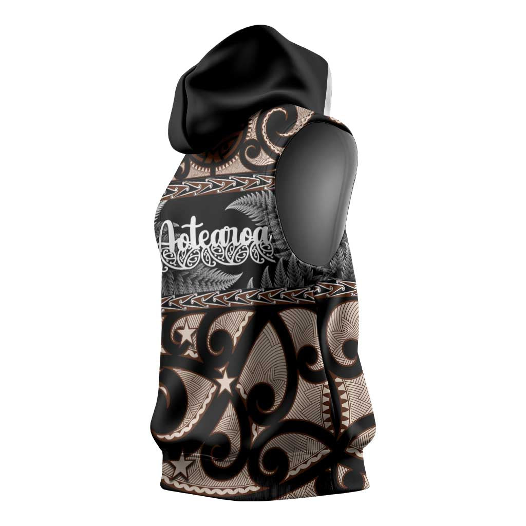 Kia Ora New Zealand Sleeveless Hoodie Aotearoa Proud Maori Silver Fern - Aussie Hoodie