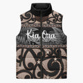 Kia Ora New Zealand Sleeveless Puffer Jacket Aotearoa Proud Maori Silver Fern - Aussie Hoodie