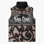 Kia Ora New Zealand Sleeveless Puffer Jacket Aotearoa Proud Maori Silver Fern - Aussie Hoodie