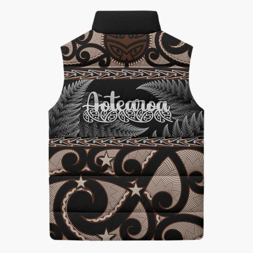 Kia Ora New Zealand Sleeveless Puffer Jacket Aotearoa Proud Maori Silver Fern - Aussie Hoodie