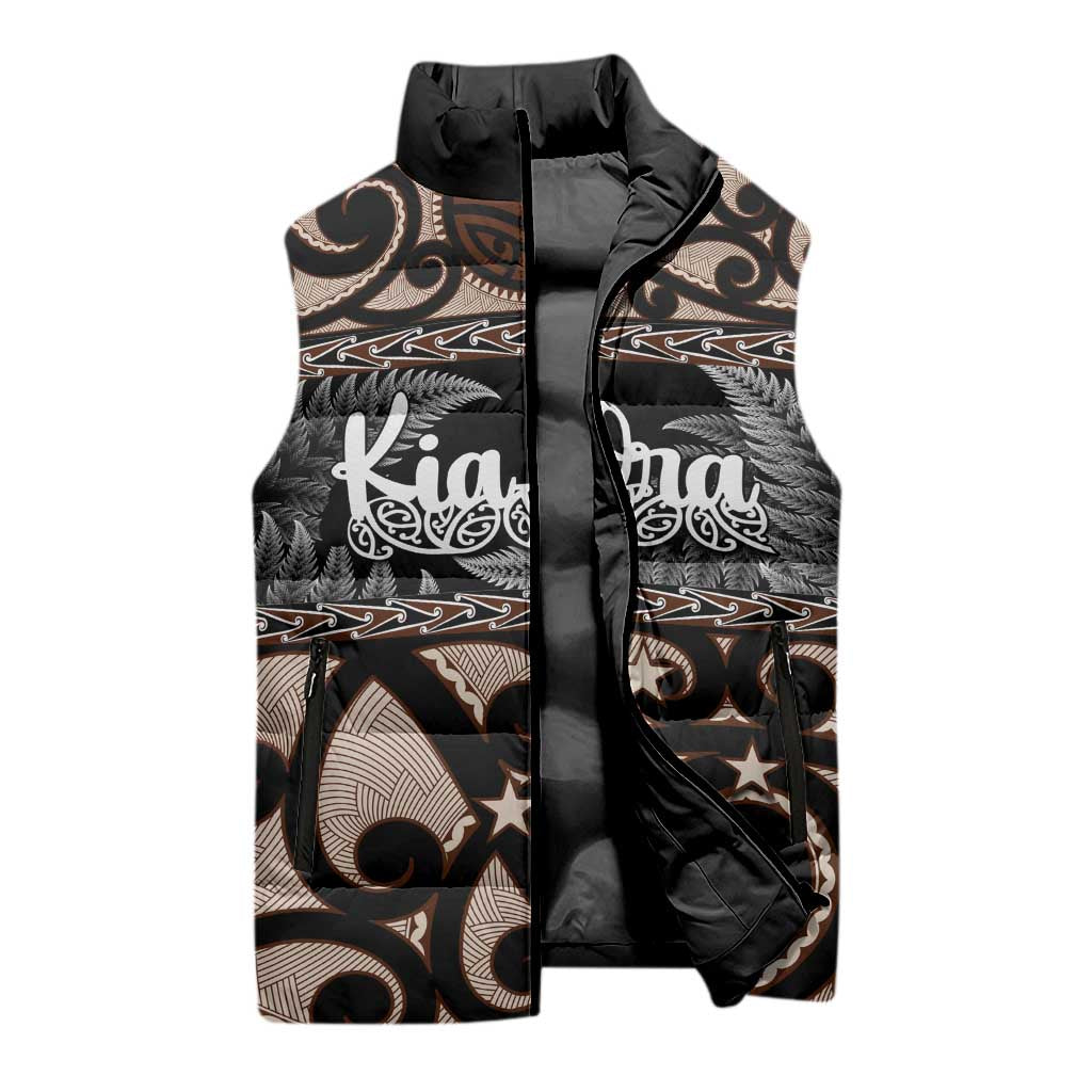 Kia Ora New Zealand Sleeveless Puffer Jacket Aotearoa Proud Maori Silver Fern - Aussie Hoodie
