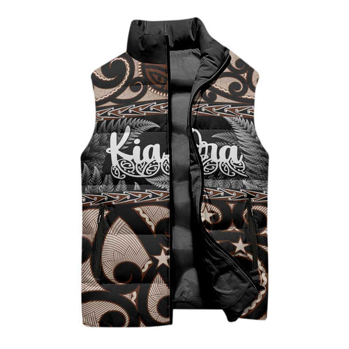Kia Ora New Zealand Sleeveless Puffer Jacket Aotearoa Proud Maori Silver Fern - Aussie Hoodie