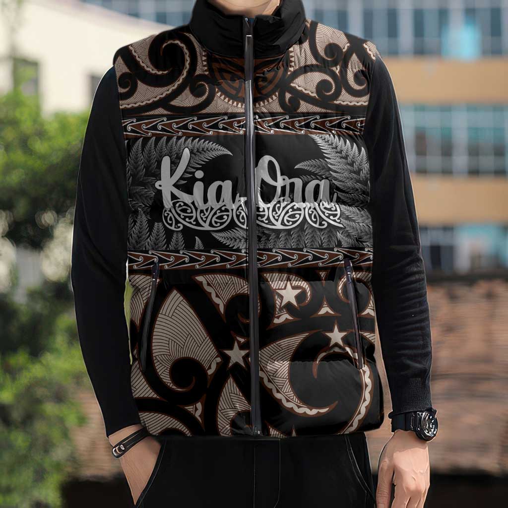 Kia Ora New Zealand Sleeveless Puffer Jacket Aotearoa Proud Maori Silver Fern - Aussie Hoodie