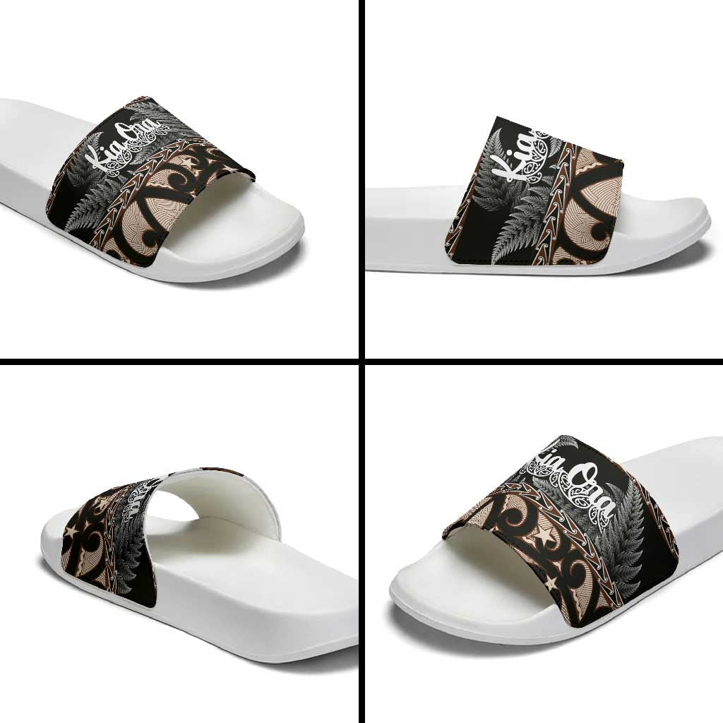 Kia Ora New Zealand Slide Sandals Aotearoa Proud Maori Silver Fern - Aussie Hoodie