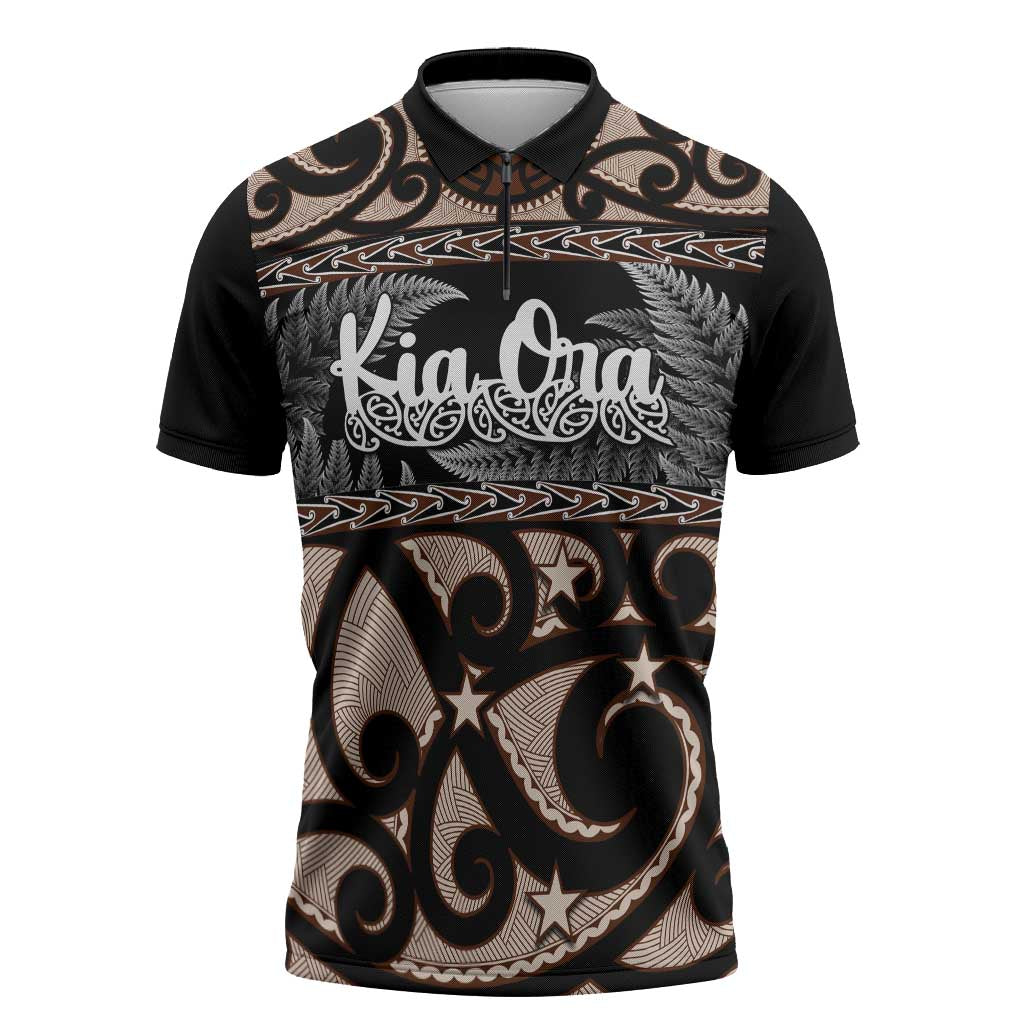 Kia Ora New Zealand Zipper Polo Shirt Aotearoa Proud Maori Silver Fern - Aussie Hoodie