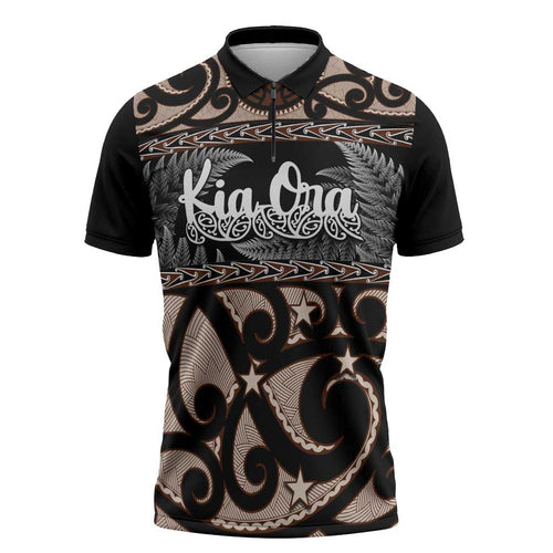 Kia Ora New Zealand Zipper Polo Shirt Aotearoa Proud Maori Silver Fern - Aussie Hoodie