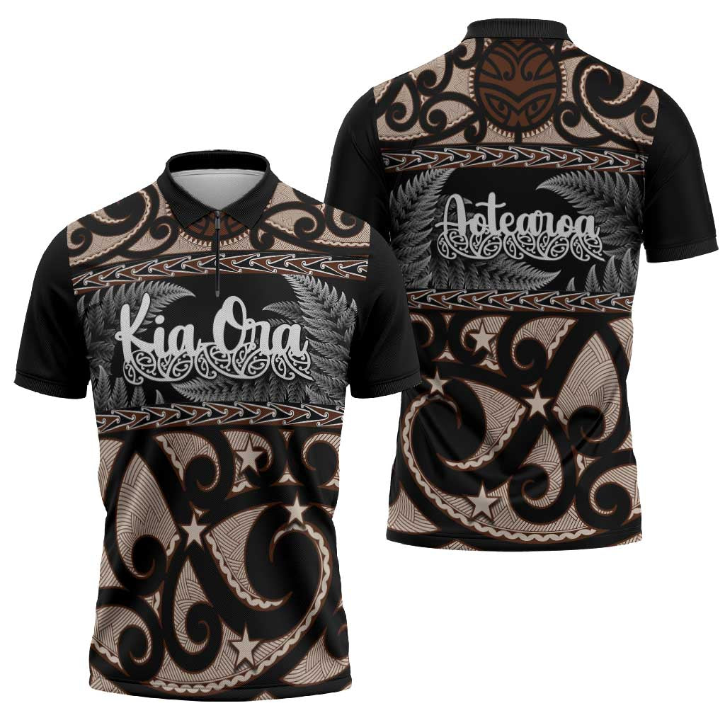 Kia Ora New Zealand Zipper Polo Shirt Aotearoa Proud Maori Silver Fern - Aussie Hoodie