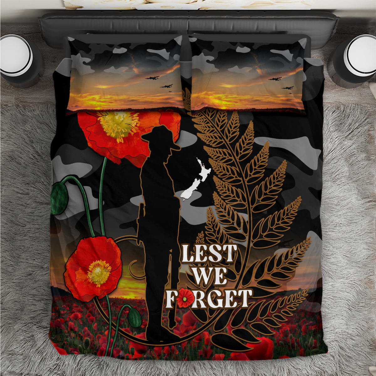 new-zealand-anzac-day-bedding-set-lest-we-forget-silver-fern-with-camouflage