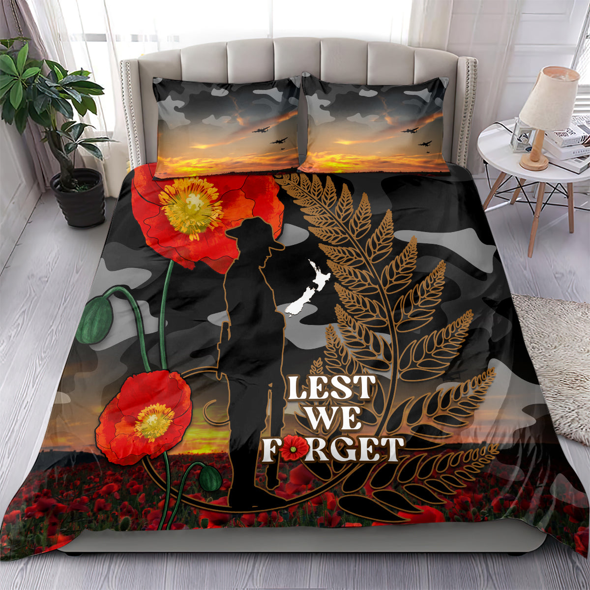 new-zealand-anzac-day-bedding-set-lest-we-forget-silver-fern-with-camouflage