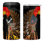 New Zealand ANZAC Day 4 in 1 Can Cooler Tumbler Lest We Forget Silver Fern With Camouflage