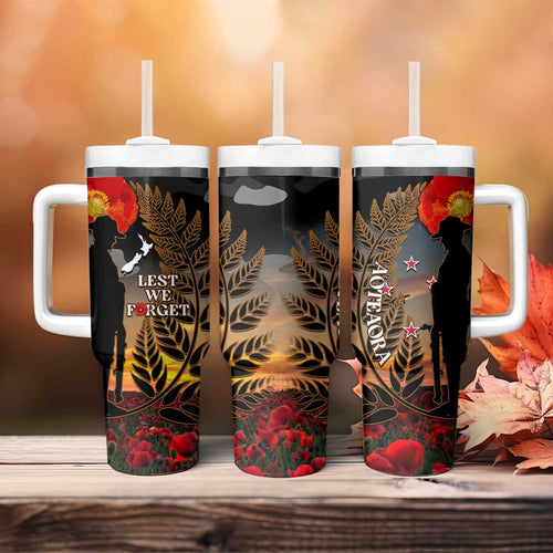 New Zealand ANZAC Day Tumbler With Handle Lest We Forget Silver Fern With Camouflage