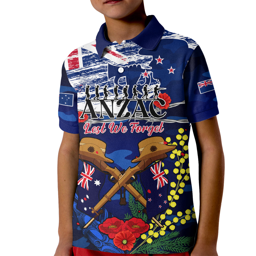 australia-and-new-zealand-anzac-day-kid-polo-shirt-lest-we-forget-silver-fern-with-golden-wattle