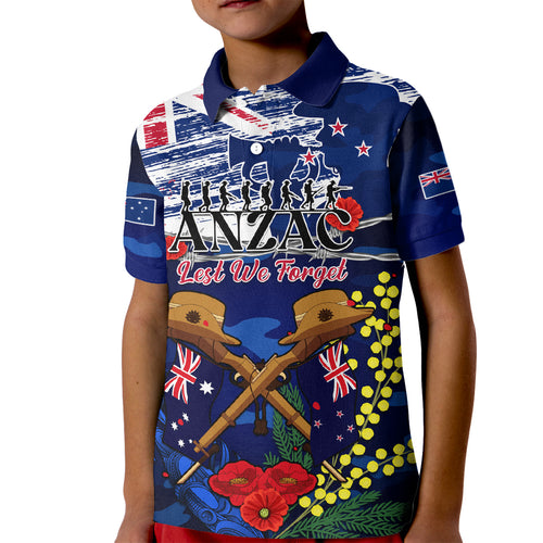 australia-and-new-zealand-anzac-day-kid-polo-shirt-lest-we-forget-silver-fern-with-golden-wattle