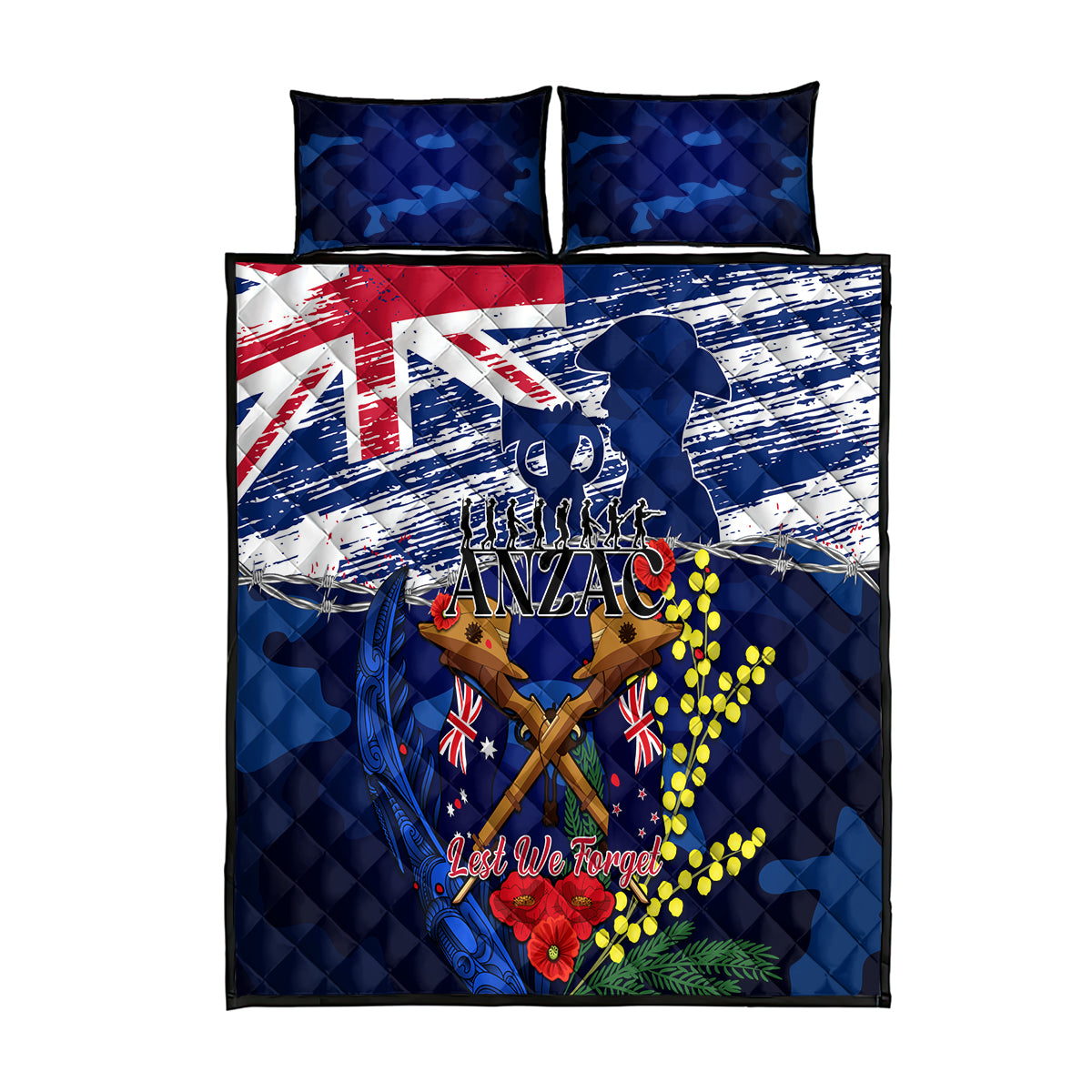 australia-and-new-zealand-anzac-day-quilt-bed-set-lest-we-forget-silver-fern-with-golden-wattle