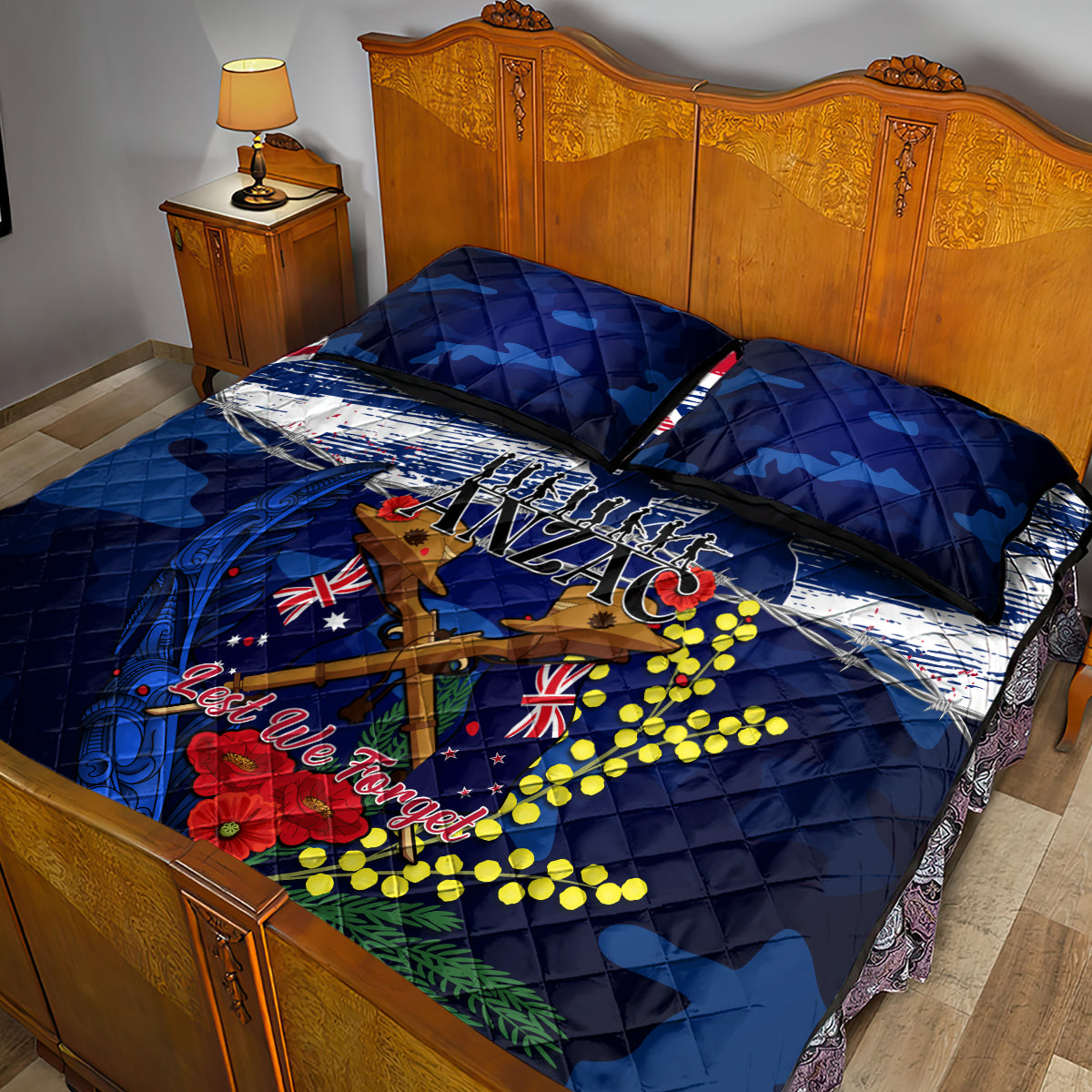 australia-and-new-zealand-anzac-day-quilt-bed-set-lest-we-forget-silver-fern-with-golden-wattle