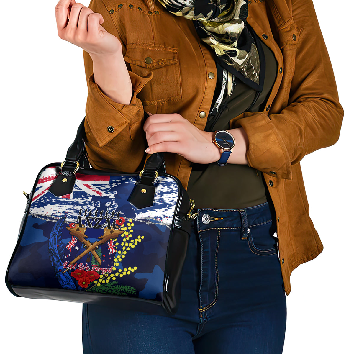 australia-and-new-zealand-anzac-day-shoulder-handbag-lest-we-forget-silver-fern-with-golden-wattle