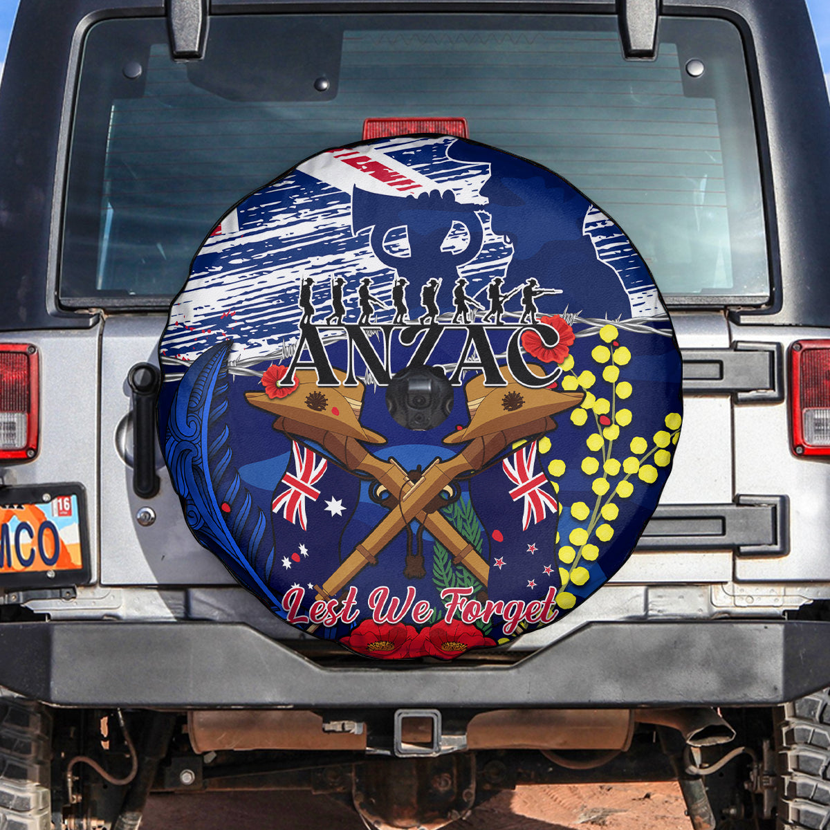 australia-and-new-zealand-anzac-day-spare-tire-cover-lest-we-forget-silver-fern-with-golden-wattle