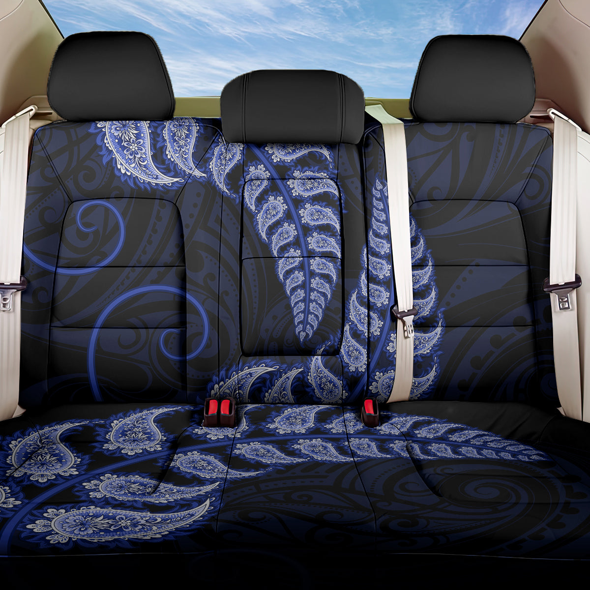 blue-new-zealand-paisley-silver-fern-back-car-seat-cover-aotearoa-maori