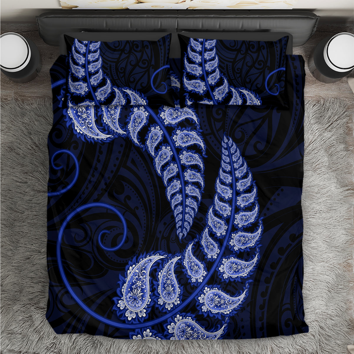 blue-new-zealand-paisley-silver-fern-bedding-set-aotearoa-maori