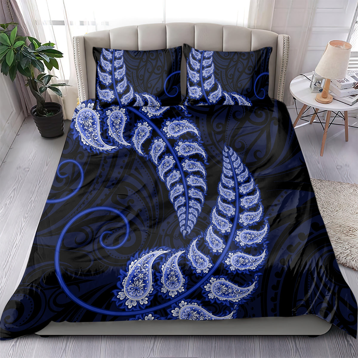 blue-new-zealand-paisley-silver-fern-bedding-set-aotearoa-maori