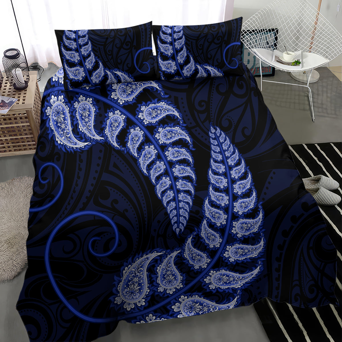 blue-new-zealand-paisley-silver-fern-bedding-set-aotearoa-maori