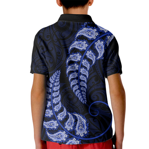 blue-new-zealand-paisley-silver-fern-kid-polo-shirt-aotearoa-maori