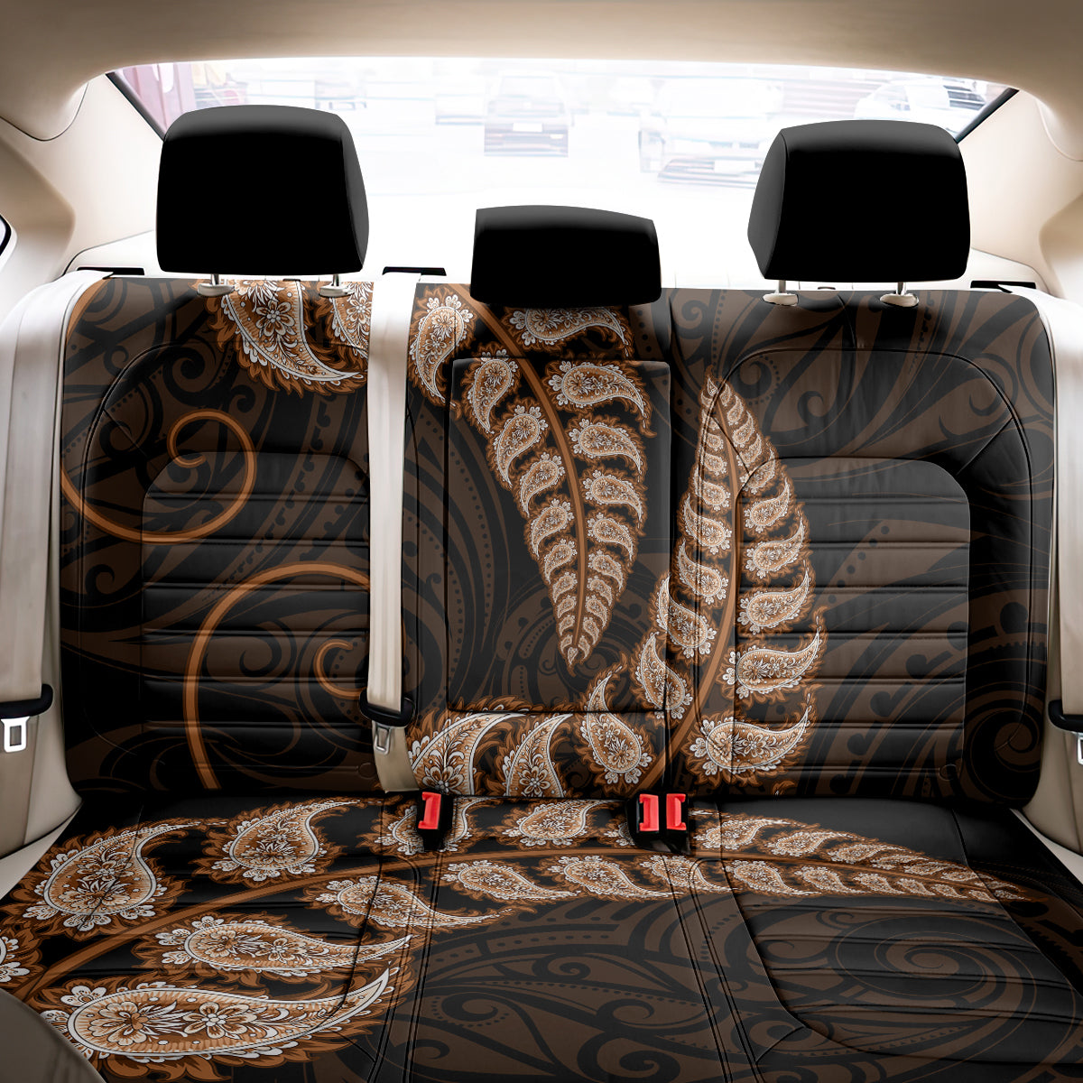 brown-new-zealand-paisley-silver-fern-back-car-seat-cover-aotearoa-maori