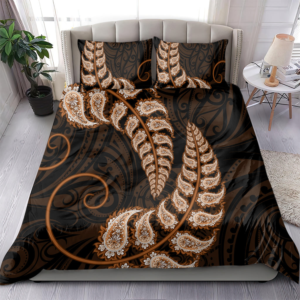 brown-new-zealand-paisley-silver-fern-bedding-set-aotearoa-maori