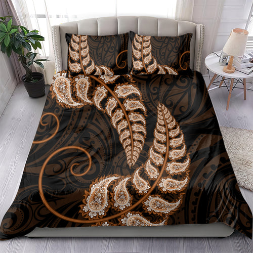 brown-new-zealand-paisley-silver-fern-bedding-set-aotearoa-maori