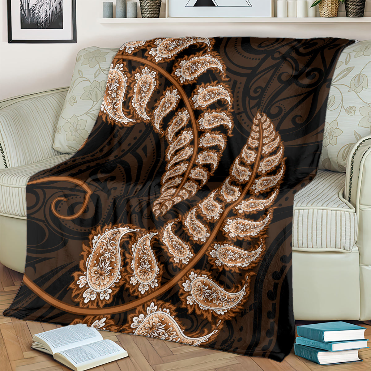 brown-new-zealand-paisley-silver-fern-blanket-aotearoa-maori