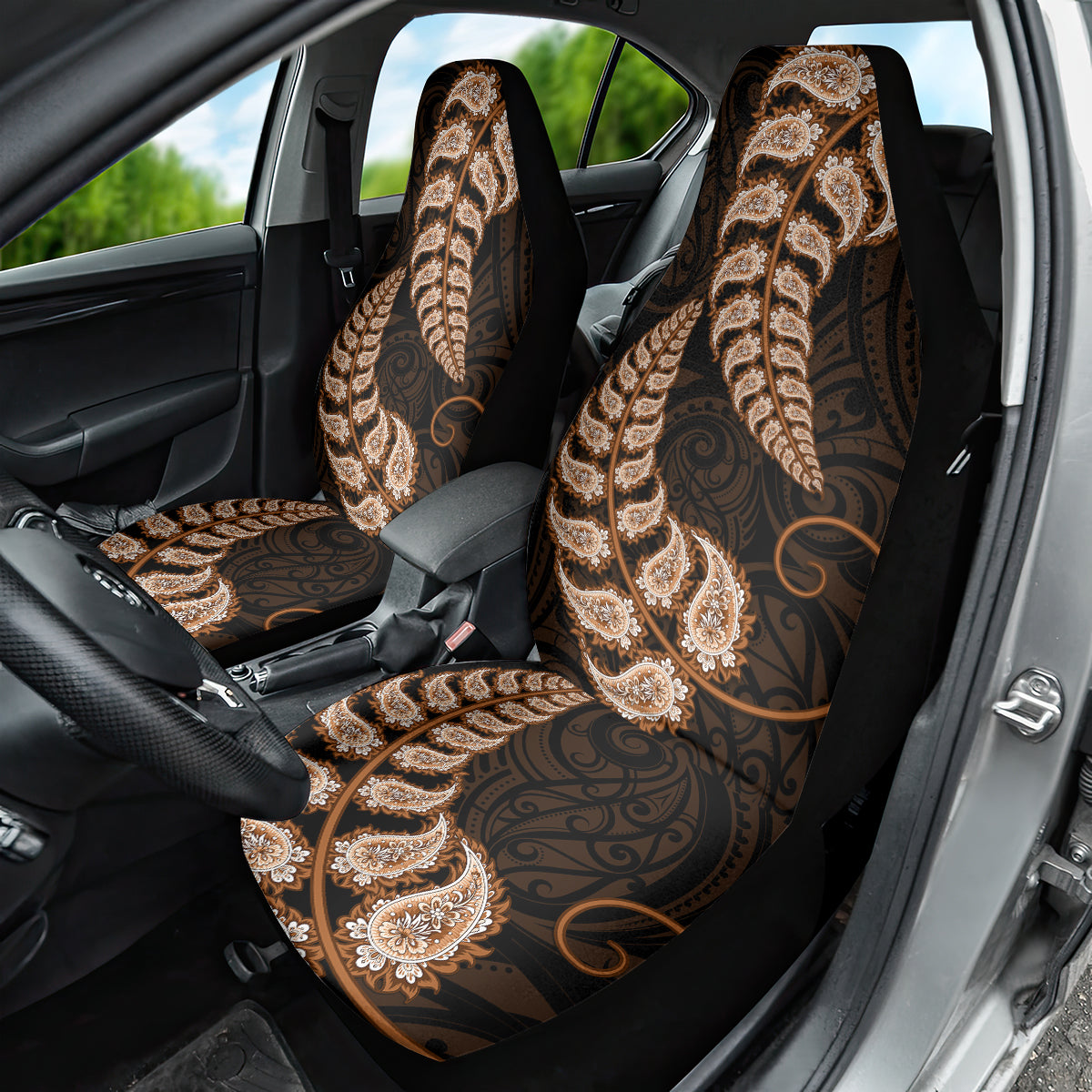 brown-new-zealand-paisley-silver-fern-car-seat-cover-aotearoa-maori